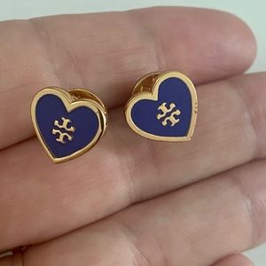 Tory Burch earrings. Blue with gold detail.